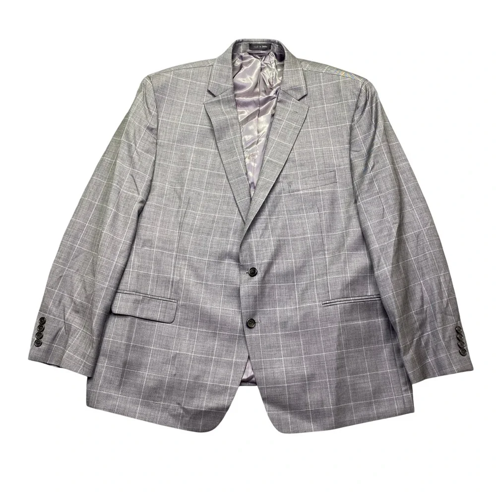 Lauren Ralph‎ Lauren Grey Plaid Wool Blazer Mens 50R Sport Coat 2565 Preppy